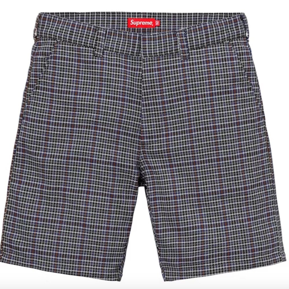 NEW Supreme Work Short Grey Plaid Sz 32
